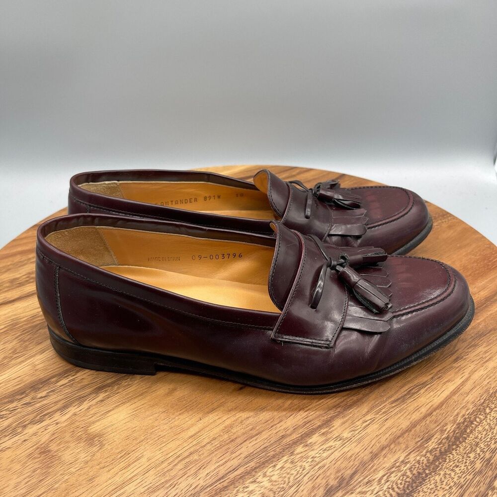 Mezlan Loafers Mens 10 W Burgundy Leather Tassels Slip On Spain Dress Shoes